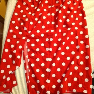 SHEIN Polka-dot Skirt with Slit in Front and Back